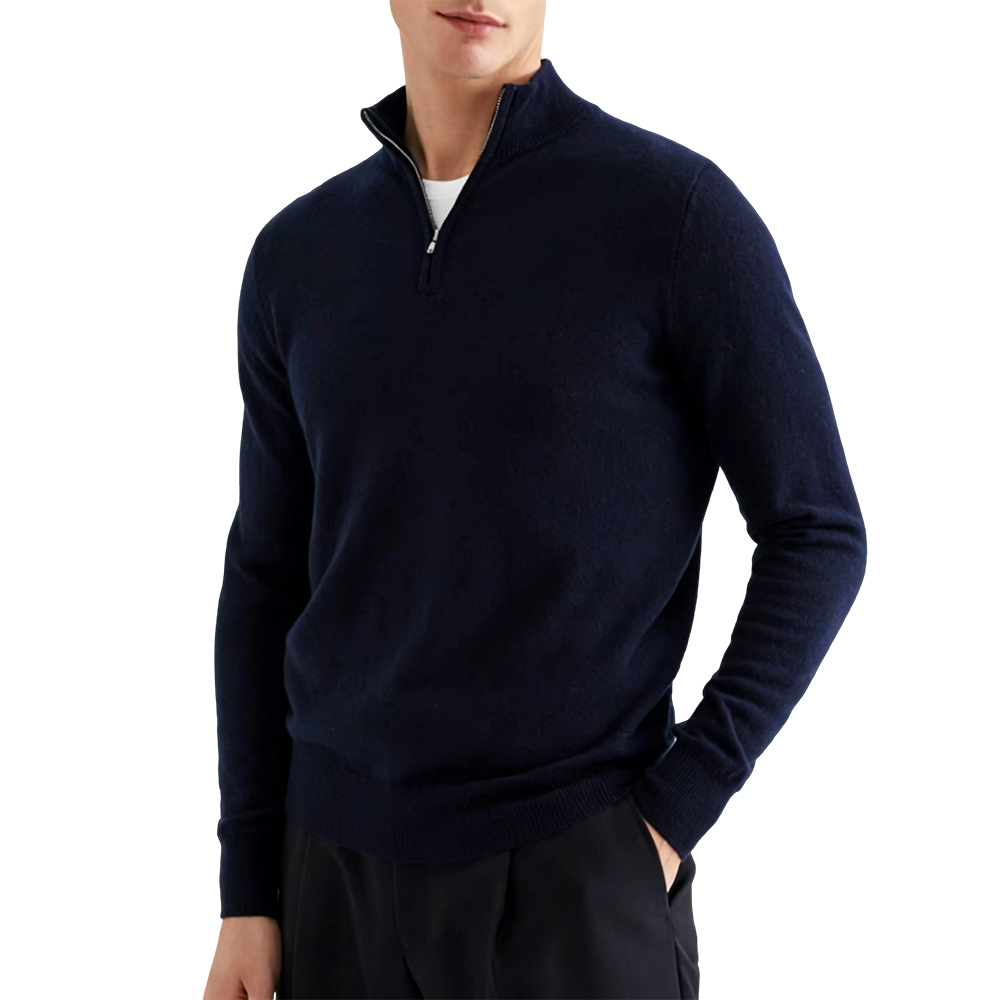 Half Zip Stand Collar Knitted Cashmere Polo Shirts
