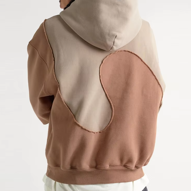 Mens Heavyweight Wave Panelled Relax Fit Hoodie