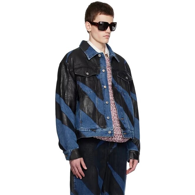 Contrast Color Button up Denim Jacket for Men