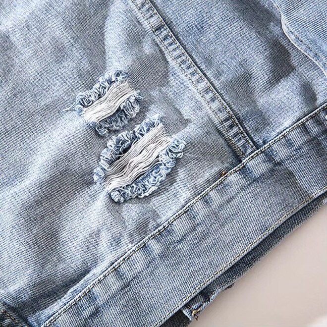 Autumn Mens Plain Distressed Denim Jacket