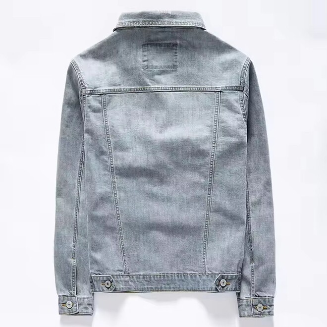 Mens Slim Fit Blue Ripped Edging Denim Jacket