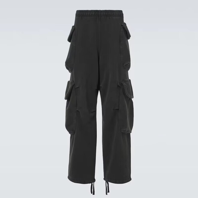Thickening Waist Wide Leg Drawstring Fleece Sweatpants for Men