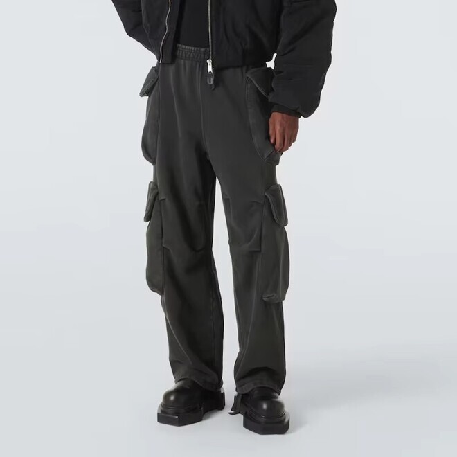 Thickening Waist Wide Leg Drawstring Fleece Sweatpants for Men