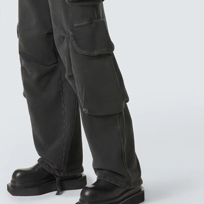 Thickening Waist Wide Leg Drawstring Fleece Sweatpants for Men