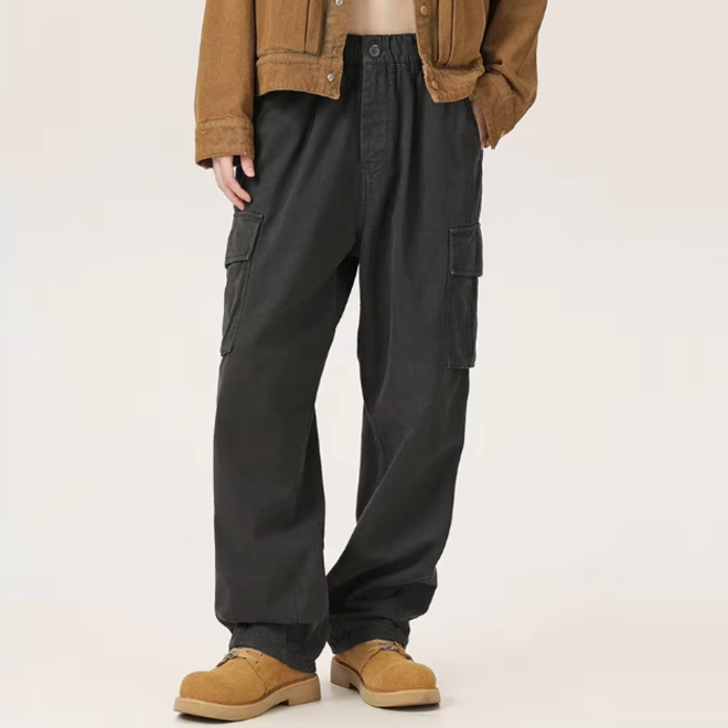 Wholesale 2 Prs of Comfortable Breathable Pure Cotton Mens Cargo Pants