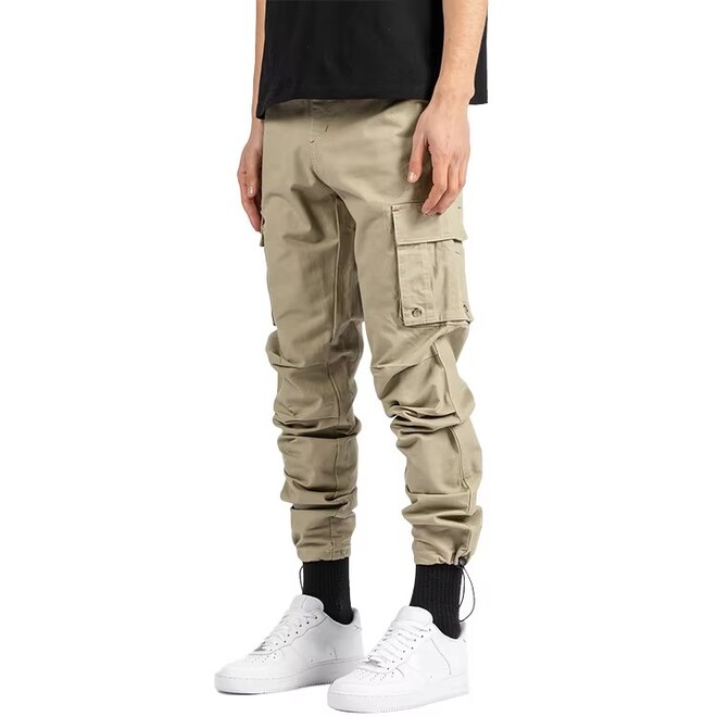 Multi Pocket Taper Leg Elastic Waist Cargo Pants
