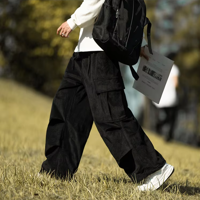 Casual Straight Leg Wide Leg Multi Pocket Cargo Pants