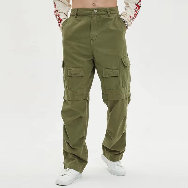 Retro Twill Cotton Streetwear Cargo Pants for Men