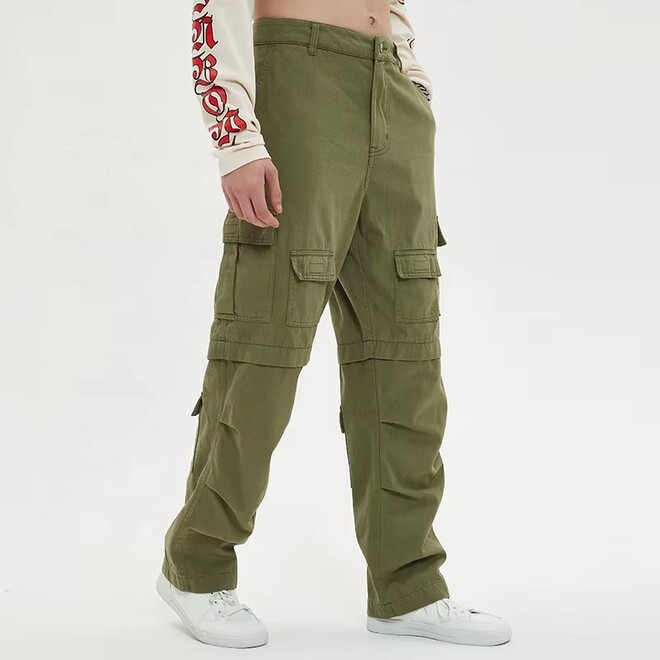 Retro Twill Cotton Streetwear Cargo Pants for Men