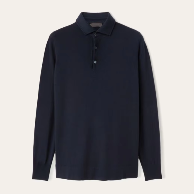 Casual Style Turn Down Collar Knitted Polo Shirt for Men