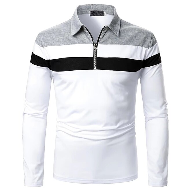 Mens Long Sleeve Zipper Polo Shirt