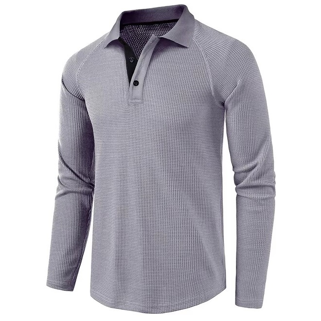 Mens Autumn Retro Fashionable Long Sleeved Polo T Shirts