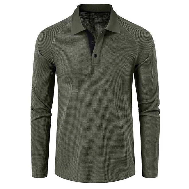 Mens Autumn Retro Fashionable Long Sleeved Polo T Shirts