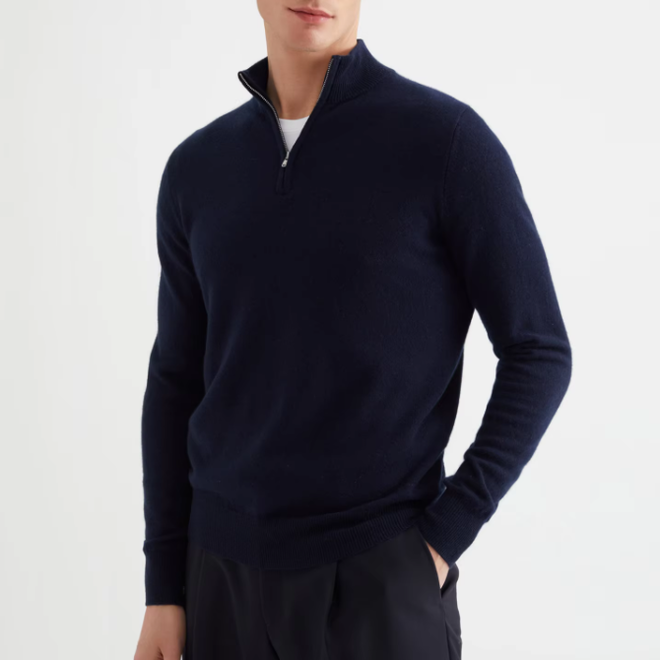 Half Zip Stand Collar Knitted Cashmere Polo Shirts