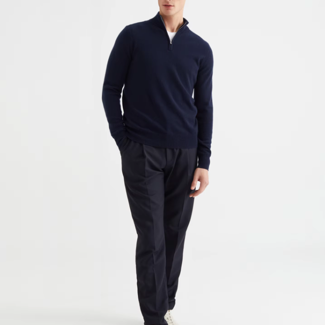 Half Zip Stand Collar Knitted Cashmere Polo Shirts