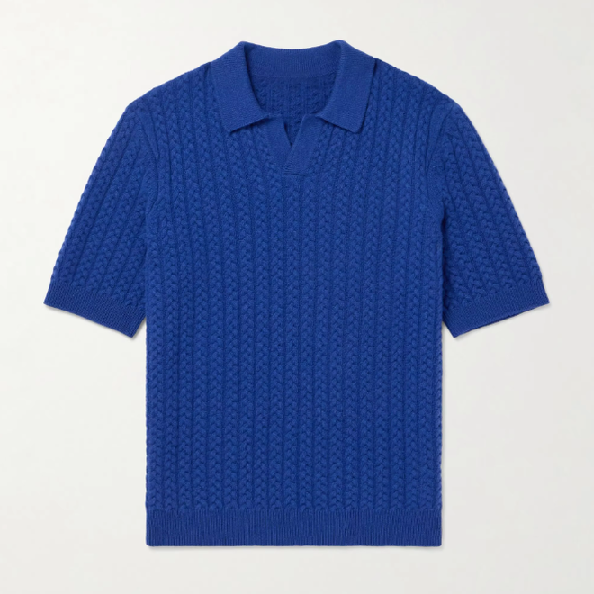 Mens Knitted Short Sleeve Hollow Out Vintage Polo Shirt