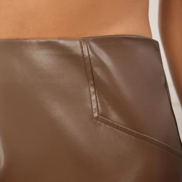 Womens Knee length Elegant Faux Leather Half body Skirt