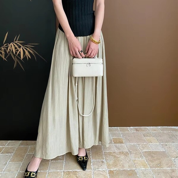 Fashion Temperament Wrinkled Solid Color Womens Dress
