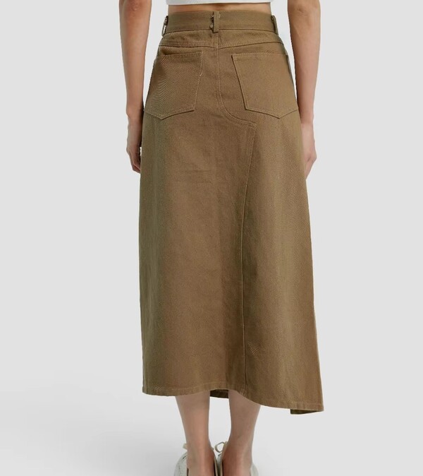 Womens Vintage Side Split Denim Long Skirt