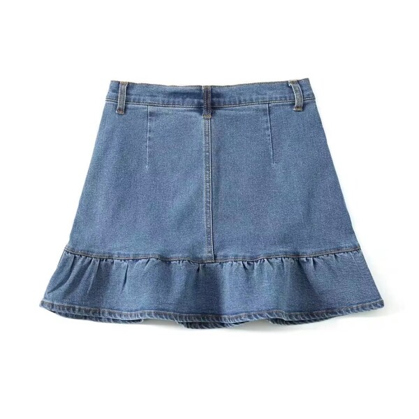 Womens New Fashion Ruffled Denim Skirt